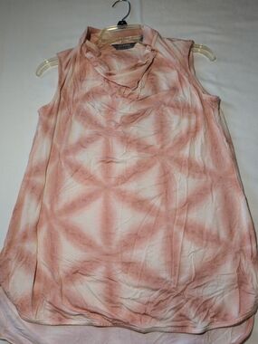 Lisa Rinna Collection Pink Tie-Dye Draped Cowl Neck Tank